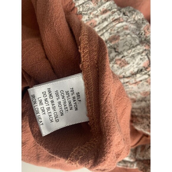 Promesa Womens Growing Wild Floral Cuff Belted Paperbag Pants Size Small Linen - Picture 9 of 10